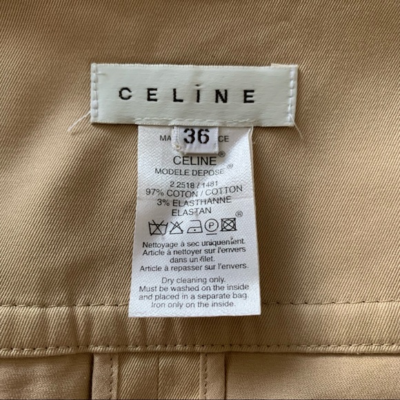 Celine Pleated Khaki Tan Cotton Blend Skirt Classic sz 36 - Picture 8 of 11